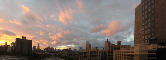 View from my apartment of the sunset after Hurricane Irene